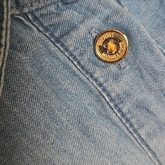 Michael Michael Kors Short Sleeve Chambray Shirt Dress Light Cadet Wash - Picture 4 of 5